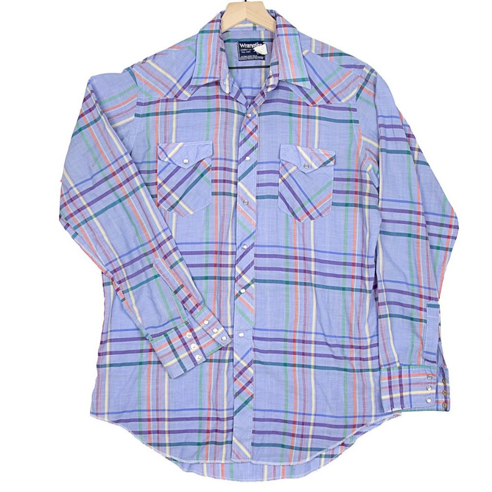 Vintage USA Wrangler Cowboy Cut Tall Man Button Up